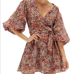 MinkPink Gabae Wrap floral Dress